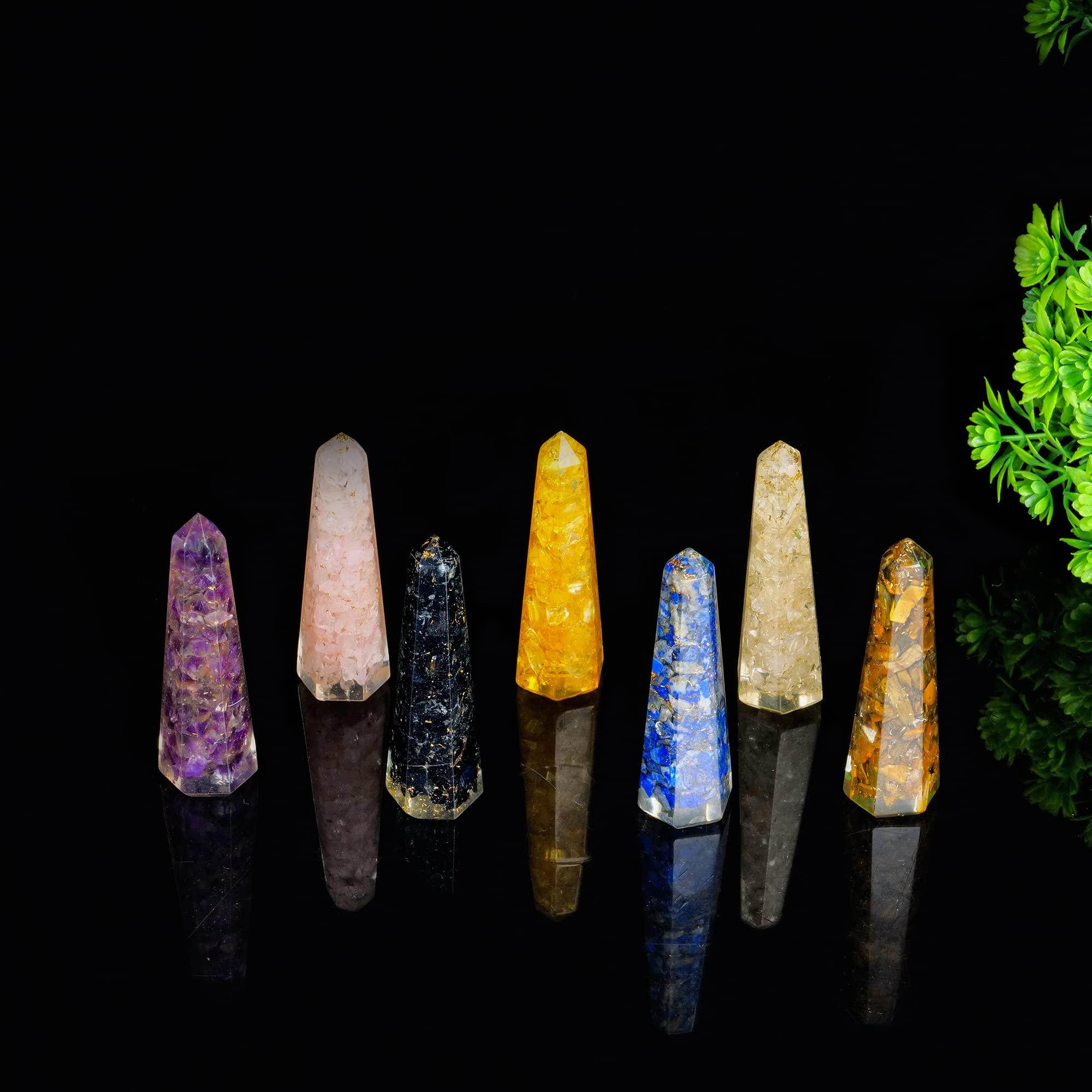 Healing Crystals Wand - Crystal Points - Chakra Crystals Set - Crystal Chips Wand - Healing Crystal Gifts - Crystals and Gemstones - Spiritual Decor - Meditation Accessories 1