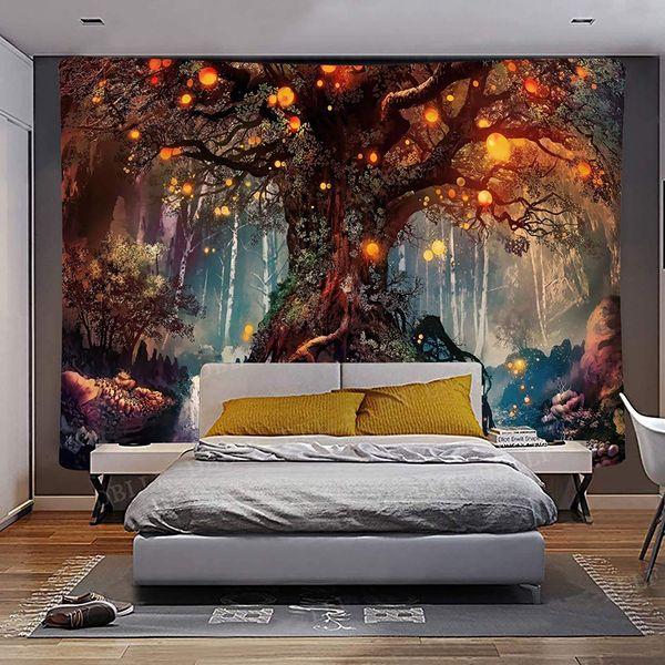 INTDORM Magical Forest Tapestry Life Tree Tapestry Trippy Wall Tapestry Wall Hanging For Bedroom (150x200cm) 4