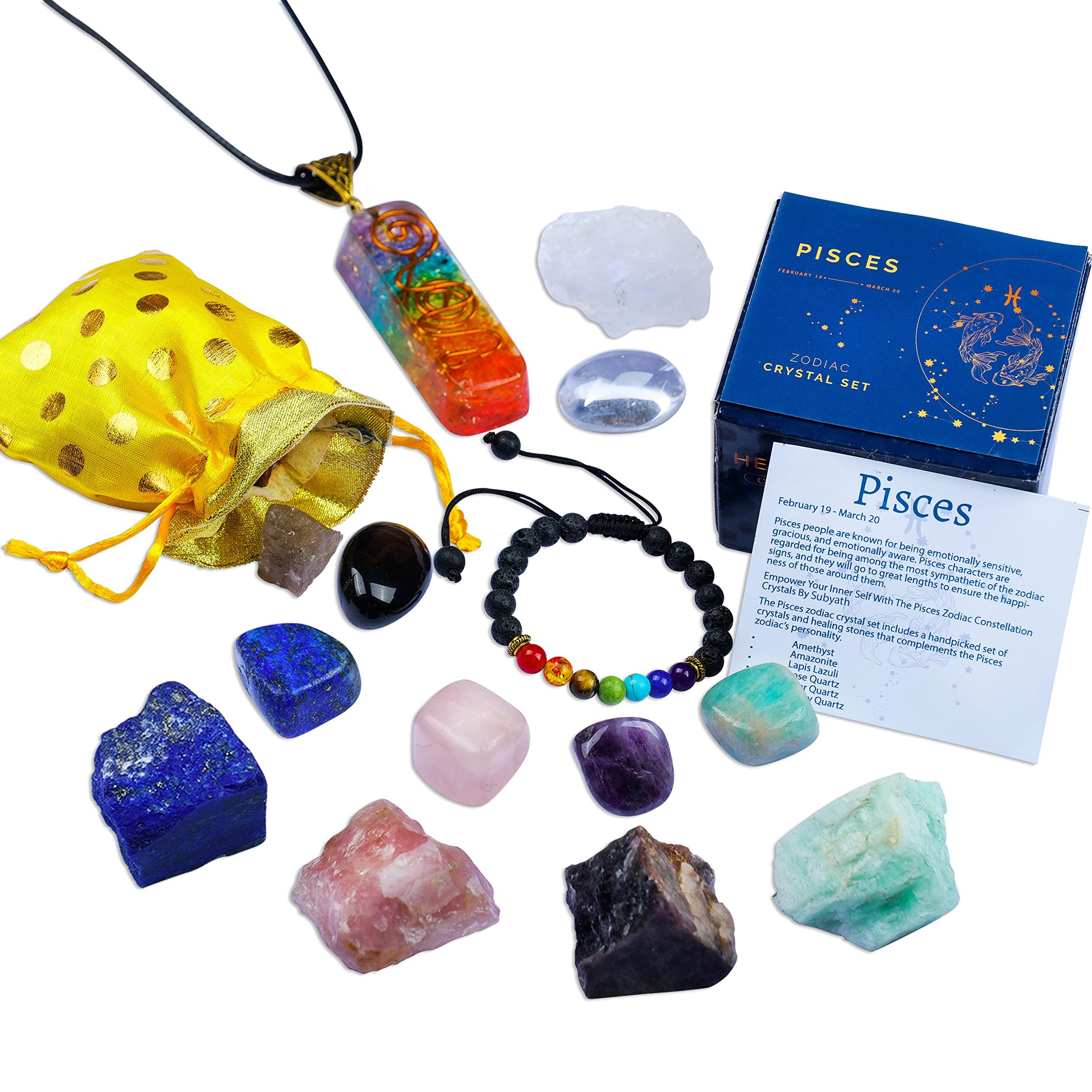 Zodiac Gifts - Crystals and Healing Stones - Astrological Gifts - Gifts for Women - Zodiac Crystal Set - Healing Crystals - Meditation Accessories (Pisces) 0