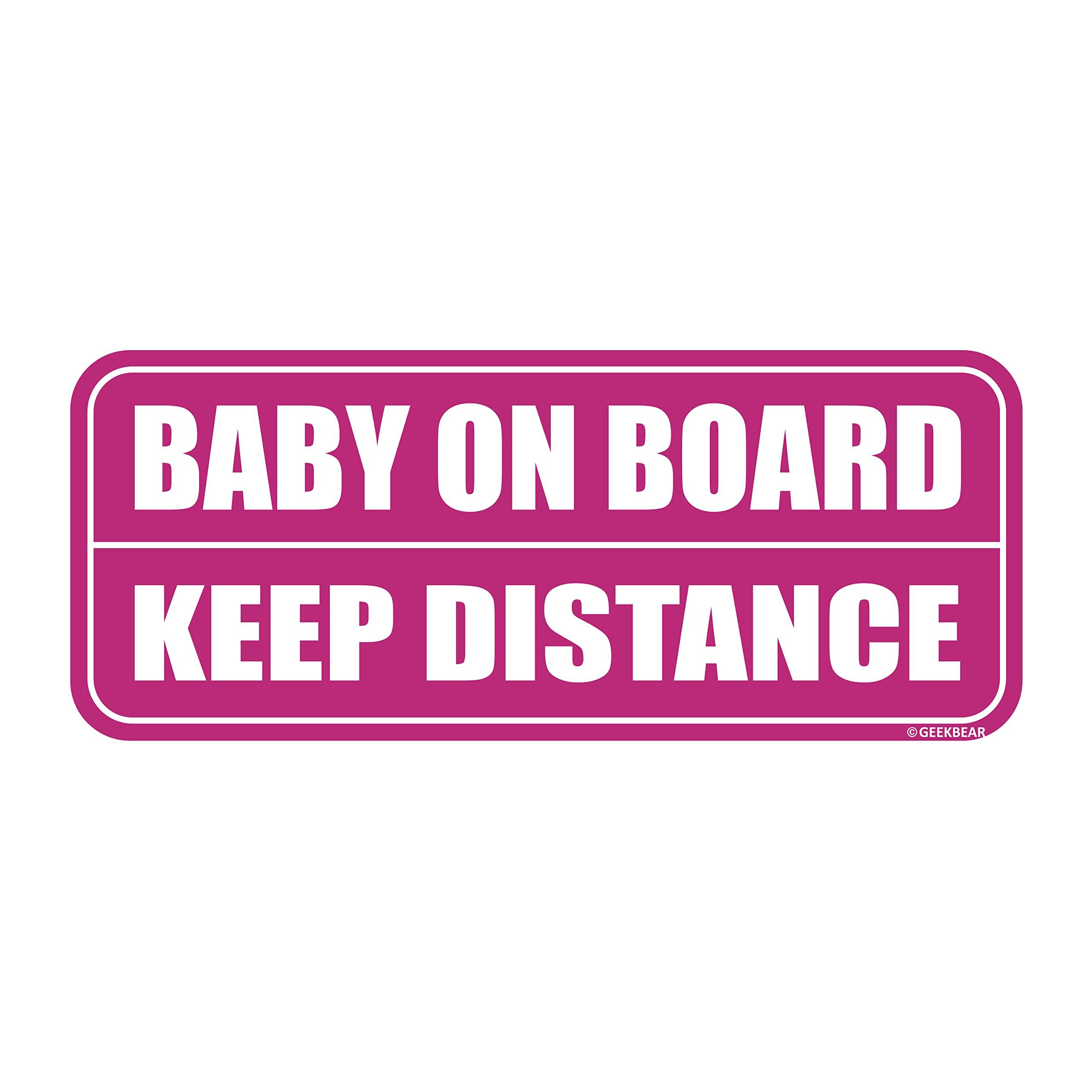 GEEKBEAR Baby on Board Magnet (Pink/Pink) - Baby on Board Sticker for Cars - Baby on Board - No Stickers or Decals but Magnets - Baby on Board Sign - Reflective Bumper Safety Warning Sign 0