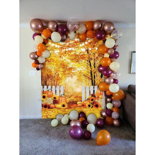 Fall Backdrop for Photography 6x8FT Autumn Forest Landscape Oil Painting Background Harvest Pumpkin Sunflowers Baby Shower Birthday Party Decorations Portrait Photobooth Props 2