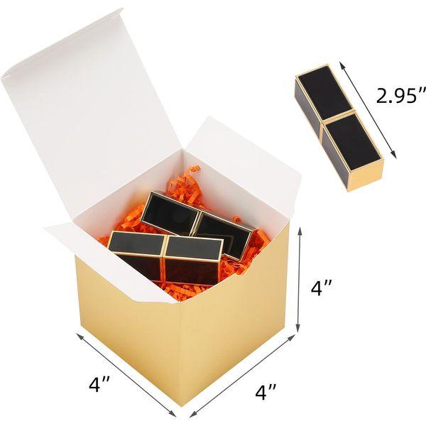 Kattepote Gold Gift Boxes set, Includes Crinkle Cut Paper Filler, Pull Ribbon Bows, Greeting Cards, For Party Favor Boxes, Show Decoration Boxes, Christmas Gift Boxes, Wedding Boxes (4x4x4In.-30pack) 2