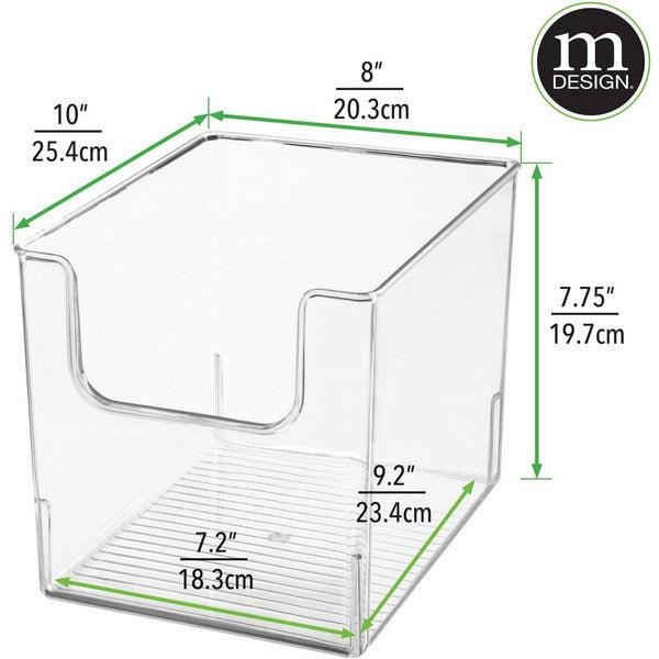 mDesign Storage Trays - Open Top Kitchen Tray for Food Storage Made of Plastic - Freezer and Fridge Boxes - Set of 6 - Clear 3