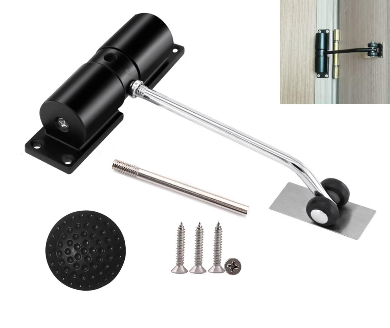 XIUXLI Automatic Spring Closer, Door Closers for Interior Door, Internal Automatic Door Closer, Stainless Steel Spring Door Closer,Zinc Alloy Light Duty Door Closer for Home, Apartment, Hotel(Black)