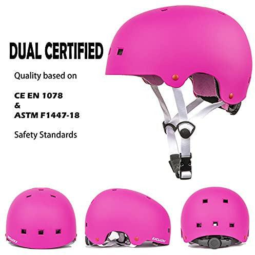 EXCLUSKY Skateboard Helmet Adult Skate Helmet Safety Protective Youth Scooter Helmet for Cycling Skating Roller Skates BMX Adjustable 54-58cm/58-61cm 1