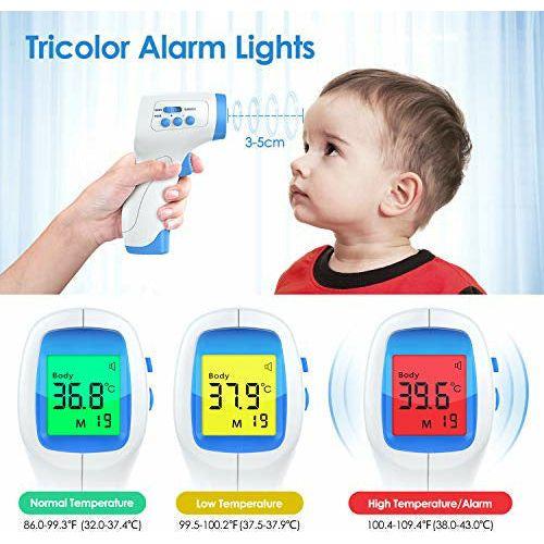 KKmier Digital Infrared Medical Thermometer Non Contact Temperature Gun for Adults Kids and Babies with High Temperature Alarm 1s Instant Reading Suitable for Forehead and Object 3