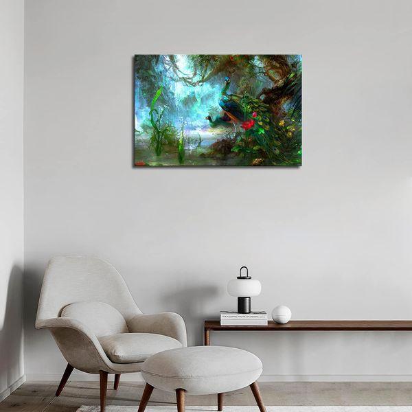 Two Peacocks Walk In Forest Beautiful Wall Art Painting The Picture Print On Canvas Animal Pictures For Home Decor Decoration Gift 4