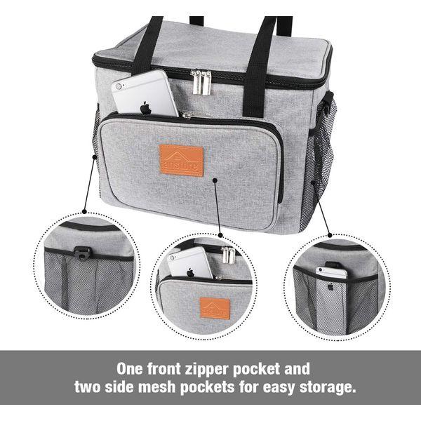 Anstore 15L Insulated Cooler Bag, 15L 24 Cans Leakproof Lunch Bag Soft Cool Bag with Adjustable Shoulder Strap for Outdoor Camping BBQ Travel, Grey 4