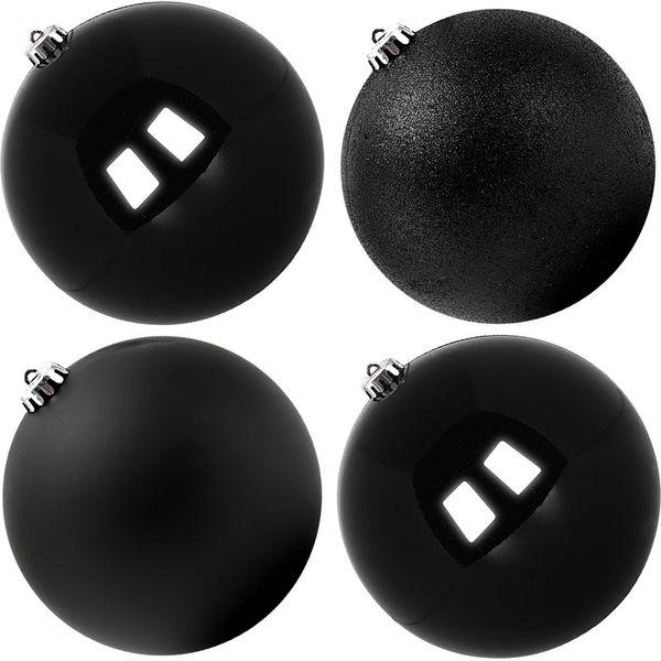 Benjia Extra Large Christmas Baubles, Giant Big Huge Xmas Shatterproof Plastic Ball Ornaments Set for Outdoor Outside Lawn Yard Tree Hanging Decorations Decor (15cm/150mm, 4 Packs, Black)