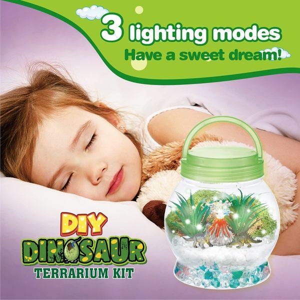 Dinosaur Gifts for Girl & Boys 3 4 5 6 7 8+Years Old DIY Dinosaur Night Light Dinosaur Terrarium Kit Toys with Remote Control and Handmade Art Craft Festival and Birthday Gifts for Boys and Girls 3