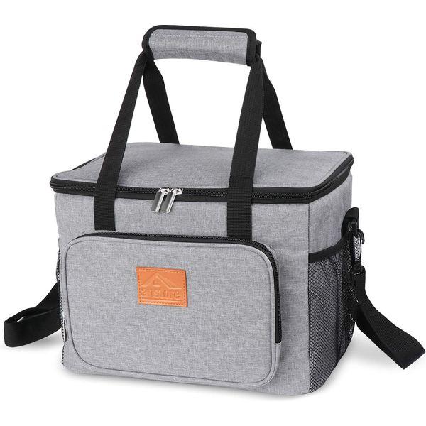 Anstore 15L Insulated Cooler Bag, 15L 24 Cans Leakproof Lunch Bag Soft Cool Bag with Adjustable Shoulder Strap for Outdoor Camping BBQ Travel, Grey 0