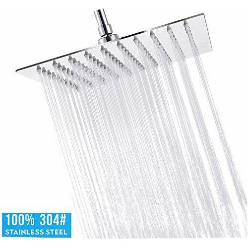 COMLIFE Fixed Shower Head, 8Inch Square Rain Fixed Shower Head 304 Stainless Steel