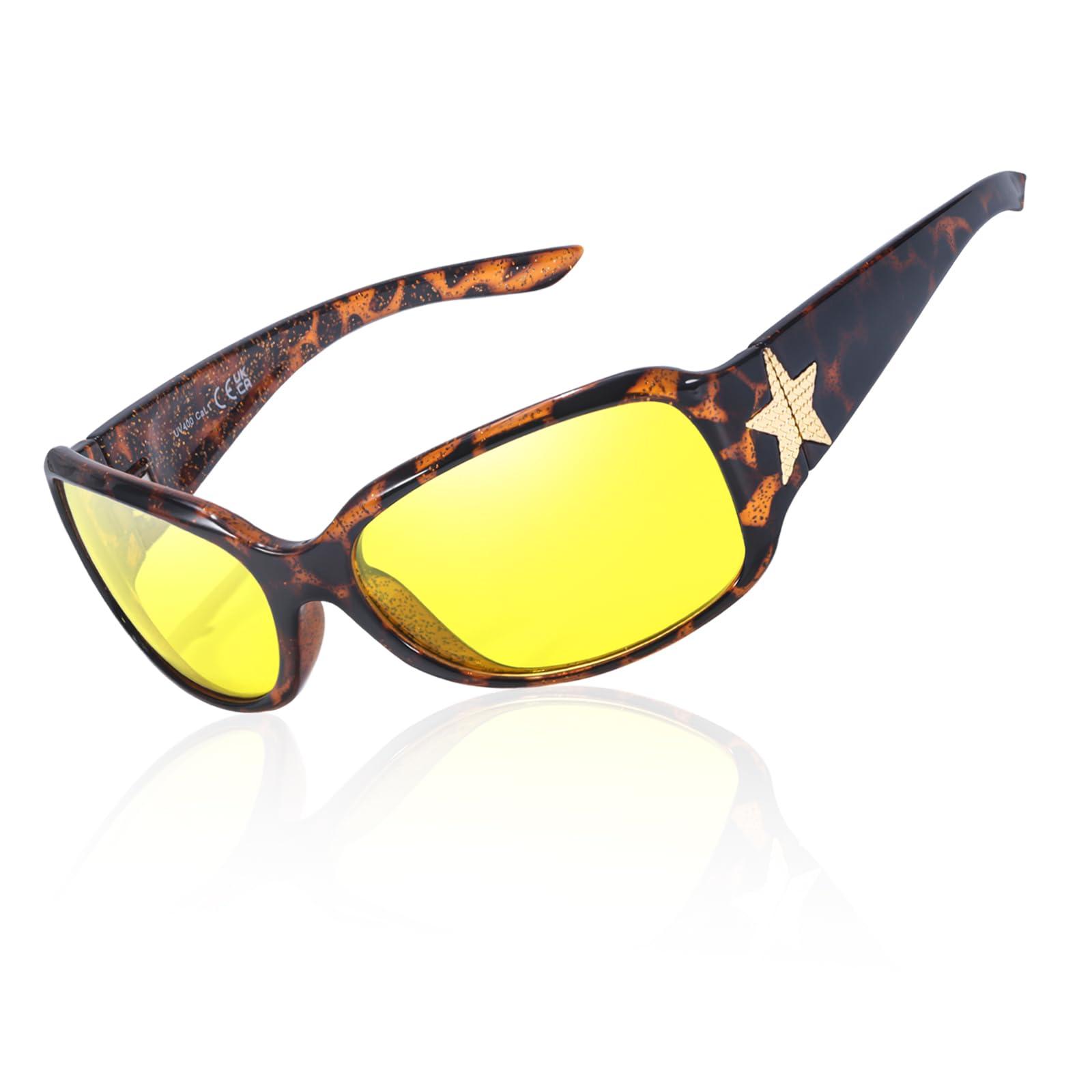 Women'S Polarised Night Vision Driving Glasses Anti-Glare Wrap