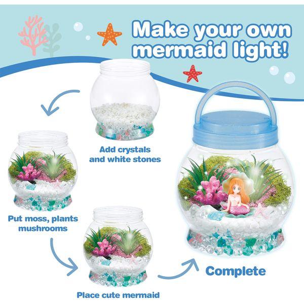 Mermaid Gifts for Girls 3 4 5 6 7 8+Years Old DIY Mermaid Night Light Mermaid Terrarium Kit Toys with Handmade Art Craft and Decoration Festival and Birthday Gifts for Girls 2
