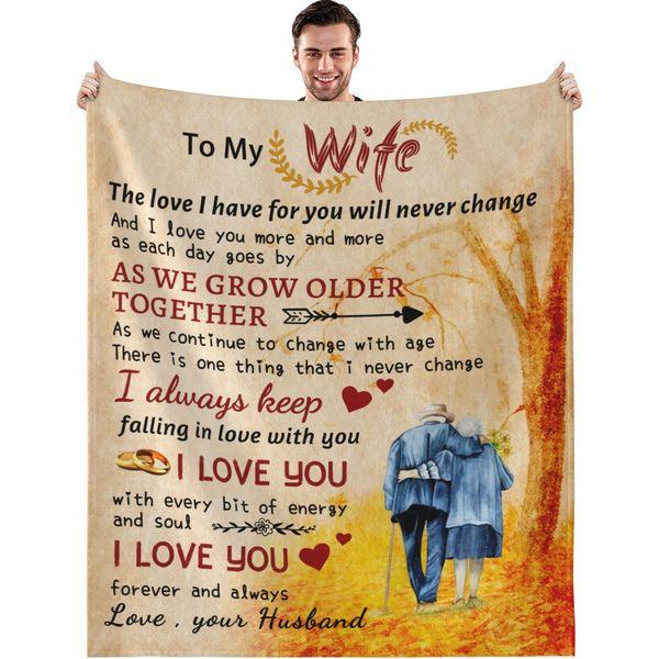 MAST DOO Gifts for Wife, To My Wife Blanket from Husband, Birthday Anniversary Christmas Valentine's Day Romantic Gifts Presents for Her, Super Soft Fleece Throw Blanket, 50x60 Inch