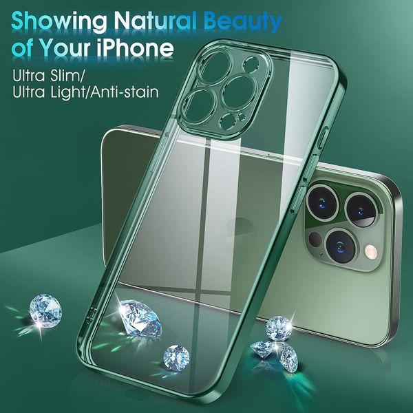 Supdeal Crystal Clear Case for iPhone 13 Pro, [Never Yellow] [Camera Protection], Thin Slim Fit Transparent Soft Silicone Phone Protective Case Cover, 6.1 Inch, Green 1