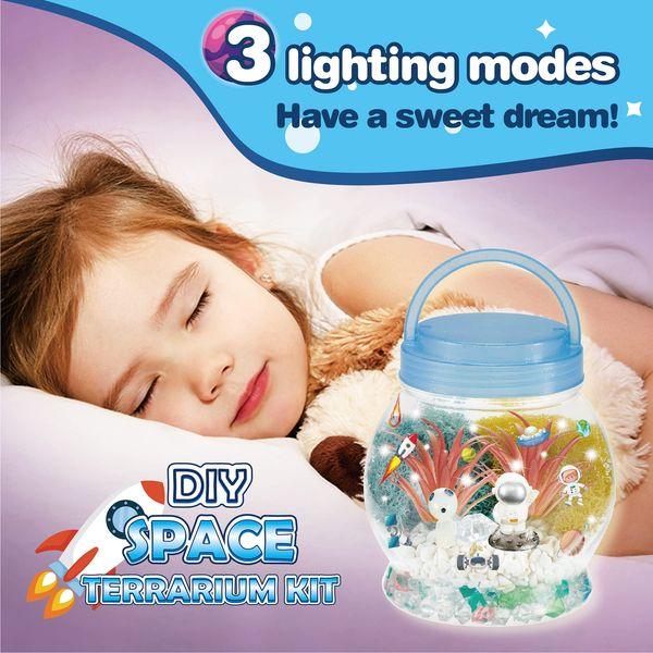 Space Gifts for Girl & Boys 3 4 5 6 7 8+Years Old DIY Space Night Light Space Terrarium Kit Toys With Handmade Art Craft and Decoration Festival and Birthday Gifts for Girls & Boys 3