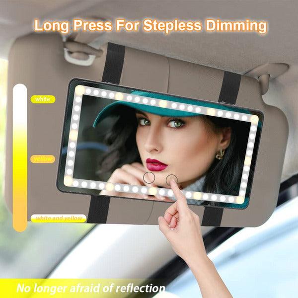 Car Visor Vanity Mirror with 60 LED Car Makeup Mirror for Car Truck SUV 3 Mode Rear View Mirror Sun-Shading Cosmetic Mirror Built-in Lithium Battery, Dimming Touch Sensor (black) 4