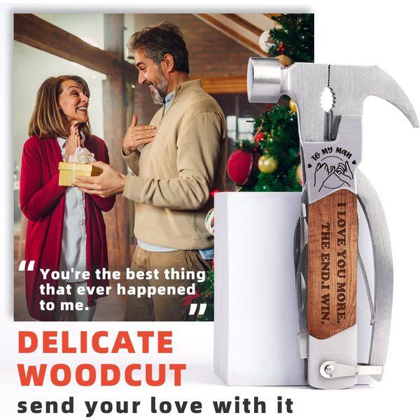 Multitool Valentines Gifts for Him, Cool I love you Anniversary Birthday Gifts for Men Partner Boyfriends, Mini Hammer with Pliers Screwdrivers Bottle Opener, Husband gifts Outdoor Camping Gadgets DIY 1