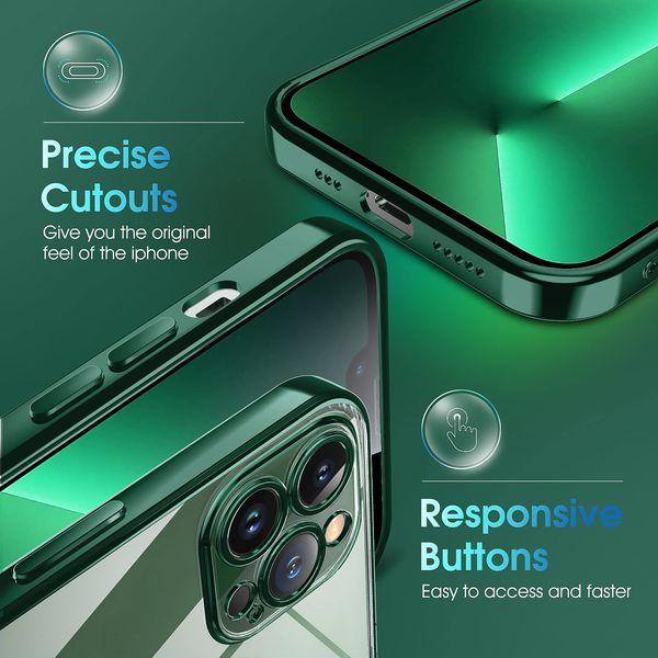 Supdeal Crystal Clear Case for iPhone 13 Pro, [Never Yellow] [Camera Protection], Thin Slim Fit Transparent Soft Silicone Phone Protective Case Cover, 6.1 Inch, Green 3