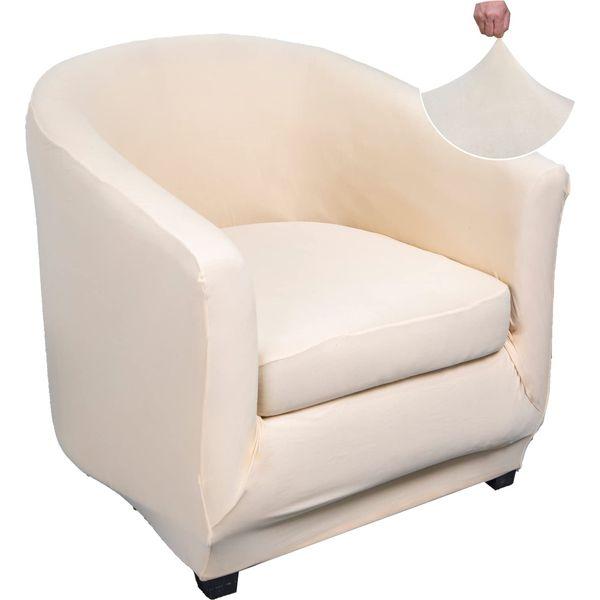 Jaotto Tub Chair Covers 2 Piece, Stretch Tub Chair Covers for Armchairs Removable Washable Universal Club Chair Slipcovers Furniture Protector for Armchair Living Room Reception,Beige