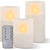 M Mirrowing Flameless Frosted Glass LED Candles, Flickering Flameless LED Candles with 10 Keys, with Remote Control and Timer, Battery Operated Flameless Pillar Candles in Glass Holder, Set of 3