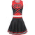maxToonrain Cheerleader Costume Women Sexy,Womens Fancy Dress Cheerleading High School Sleeveless Cheerleader Poms Poms+Outfit Uniform Skirt Halloween Costumes for Women (Black Red,S)
