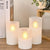 M Mirrowing Flameless Frosted Glass LED Candles, Flickering Flameless LED Candles with 10 Keys, with Remote Control and Timer, Battery Operated Flameless Pillar Candles in Glass Holder, Set of 3
