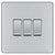 BG Electrical FPC43-01 Screwless Flat Plate Triple Light Switch, Polished Chrome, 2-Way, 10AX