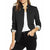 Roskiky Women's Stand Collar Work Blazer Suit Open Front One Button Casual Jacket Outerwear Black Size L