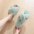 Womens Slippers Flat Open Toe Lightweight Warm Indoor House Slippers Fluffy cross band Faux Fur Slippers Green Size 3-3.5 UK