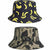Gomerbesen 2 PCS Women Bucket Cap Double Sided Outdoor Fishing Hat Black Banana Camouflage03