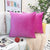 LAXEUYO Velvet Cushion Covers 60x60 cm, Colorful Multi-Color Optional Soft Decorative Square Throw Pillow Cover Pillowcase for Livingroom Sofa Bedroom - Rose Red